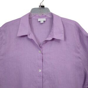 J. Jill | Love Linen Shirt Lavender Collared Button Up Long Sleeve | Sz XL